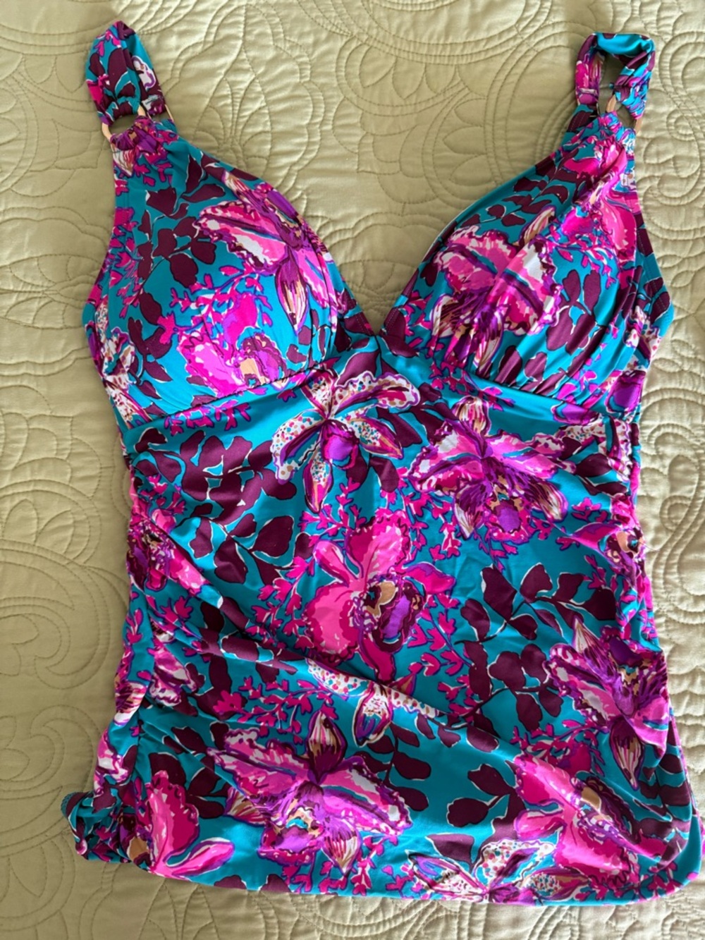 Lilly Pulitzer Pink & Teal Floral and Leopard Print Swim Set - Picture 2 of 7